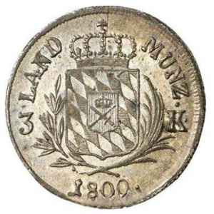 Реверс монеты Бавария, 3 крейцера, 1807-1825