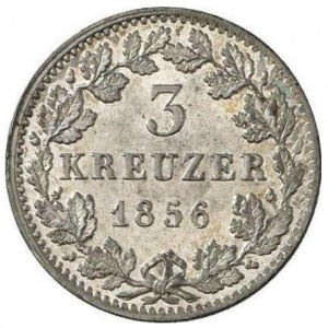 Реверс монеты Бавария, 3 крейцера, 1839-1856
