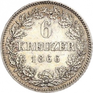 Реверс монеты Бавария, 6 крейцеров, 1866-1867