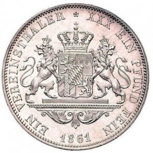 Реверс монеты Бавария, 1 союзный талер, 1857-1864