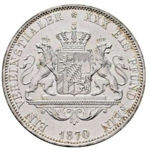 Реверс монеты Бавария, 1 союзный талер, 1866-1871