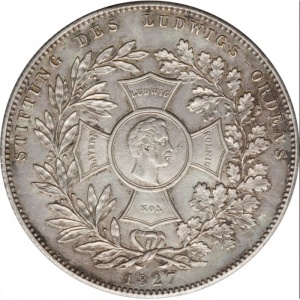 Реверс монеты Бавария, 1 талер, 1827, Основание ордена Людвига
