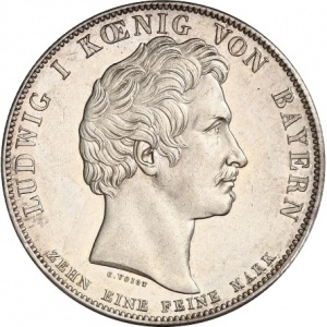 Аверс монеты Бавария, 1 талер, 1828, Памятник Конституции