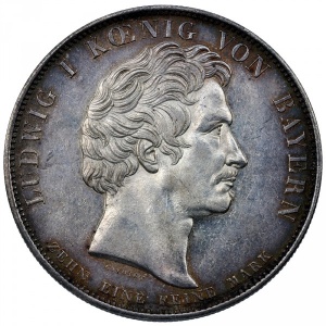 Аверс монеты Бавария, 1 талер, 1829, Коммерческий договор между Баварией, Пруссией, Гессеном и Вюртембергом