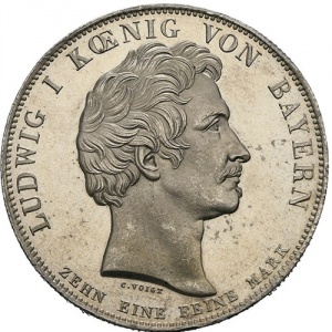 Аверс монеты Бавария, 1 талер, 1834, Возведение памятника Виттельсбахам