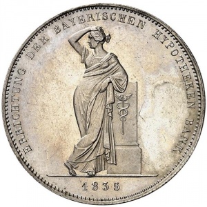 Реверс монеты Бавария, 1 талер, 1835, Создание Баварского ипотечного банка