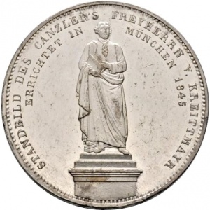 Реверс монеты Бавария, 2 талера, 1845, Канцлер Барон фон Крейтмайр
