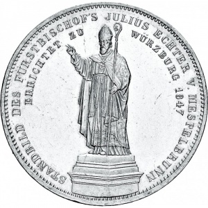 Реверс монеты Бавария, 2 талера, 1847, Епископ Юлиус Эхтер фон Меспельбрунн
