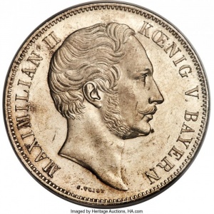 Аверс монеты Бавария, 2 талера, 1856, Возведение памятника Королю Максимилиану II