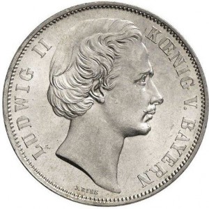 Аверс монеты Бавария, 1 союзный талер, 1871, Подпись гравера на аверсе: "J. RIES".