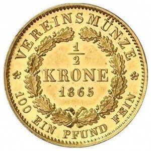 Реверс монеты Бавария, ½ кроны, 1864-1869