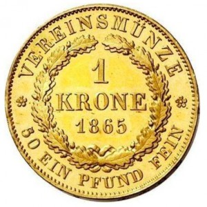 Реверс монеты Бавария, 1 крона, 1864-1869