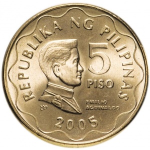 Аверс монеты Филиппины, 5 писо, 1995-2017
