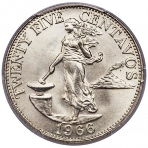 Реверс монеты Филиппины, 25 сентаво, 1958-1966