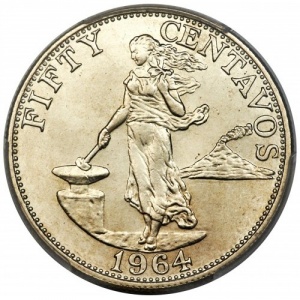 Реверс монеты Филиппины, 50 сентаво, 1958-1964
