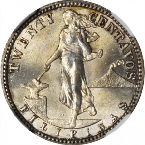 Реверс монеты Филиппины, 20 сентаво, 1928