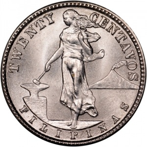 Реверс монеты Филиппины, 20 сентаво, 1937-1945