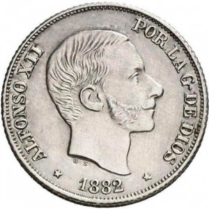 Аверс монеты Филиппины, 10 сентимо, 1880-1885