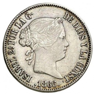 Аверс монеты Филиппины, 50 сентимо, 1865-1868