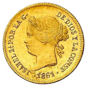 Аверс монеты Филиппины, 1 песо, 1861-1868