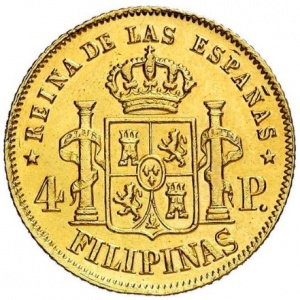Реверс монеты Филиппины, 4 песо, 1861-1868