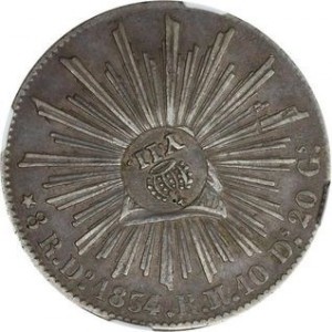 Аверс монеты Филиппины, 8 реалов, 1834