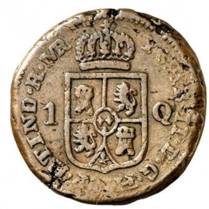 Аверс монеты Филиппины, 1 кварто, 1835