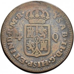 Аверс монеты Филиппины, 4 кварто, 1835