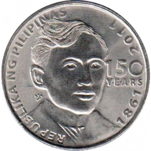 Аверс монеты Филиппины, 1 писо, 2011, 150 лет со дня рождения Хосе Ризала