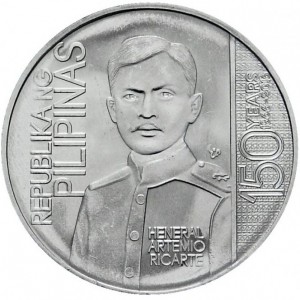 Аверс монеты Филиппины, 1 писо, 2016, 150 лет со дня рождения Артемио Рикарте