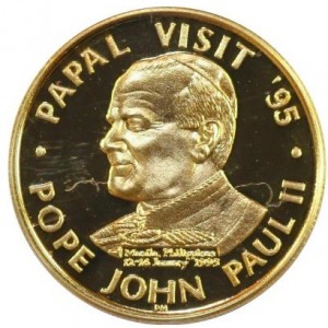 Реверс монеты Филиппины, 2500 писо, 1995, Визит Иоанна Павла II в Филлипины