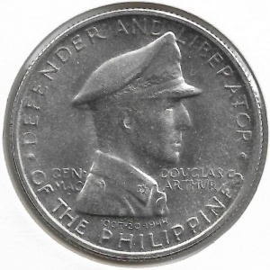 Реверс монеты Филиппины, 1 песо, 1947, Генерал Дуглас Макартур