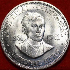Реверс монеты Филиппины, 1 песо, 1961, 100 лет со дня рождения Хосе Ризала