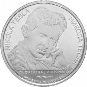 Реверс монеты Сербия, 100 динаров, 2023, Никола Тесла - Антигравитация