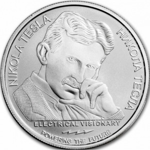 Реверс монеты Сербия, 100 динаров, 2023, Никола Тесла - Катушка Теслы