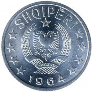Аверс монеты Албания, 10 киндарок, 1964