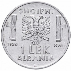 Реверс монеты Албания, 1 лек, 1939