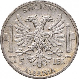 Реверс монеты Албания, 5 леков, 1939