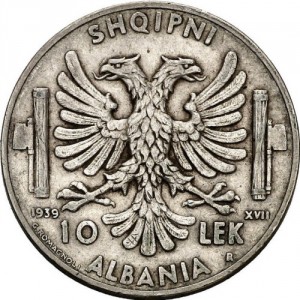 Реверс монеты Албания, 10 леков, 1939