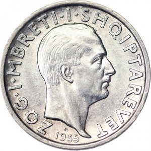 Аверс монеты Албания, 1 франг ар, 1935-1937