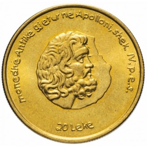 Реверс монеты Албания, 20 леков, 2002, Доисторическое искусство - Аполлон