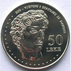 Реверс монеты Албания, 50 леков, 2001, 500 лет "Давиду" Микеланджело