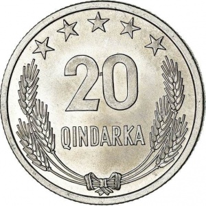 Реверс монеты Албания, 20 киндарок, 1964