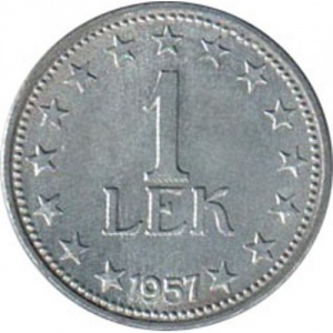 Реверс монеты Албания, 1 лек, 1947-1957