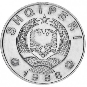 Аверс монеты Албания, 1 лек, 1988