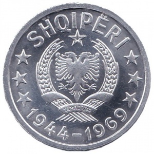Аверс монеты Албания, 20 киндарок, 1969, 25 лет Освобождению
