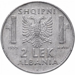 Реверс монеты Албания, 2 лека, 1939-1941