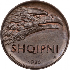 Аверс монеты Албания, 10 киндар лек, 1926
