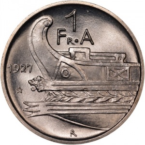 Реверс монеты Албания, 1 франг ар, 1927-1928
