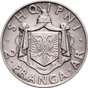 Реверс монеты Албания, 2 франга ари, 1935